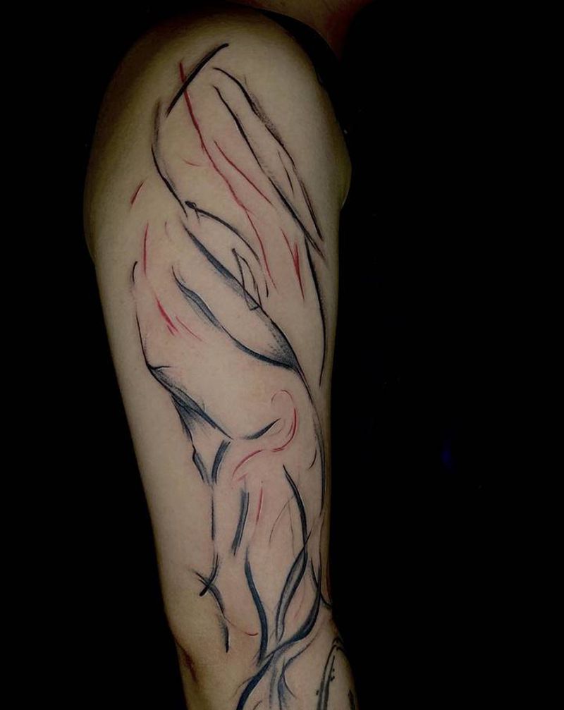 随笔纹身图片_手臂水墨纹身图案