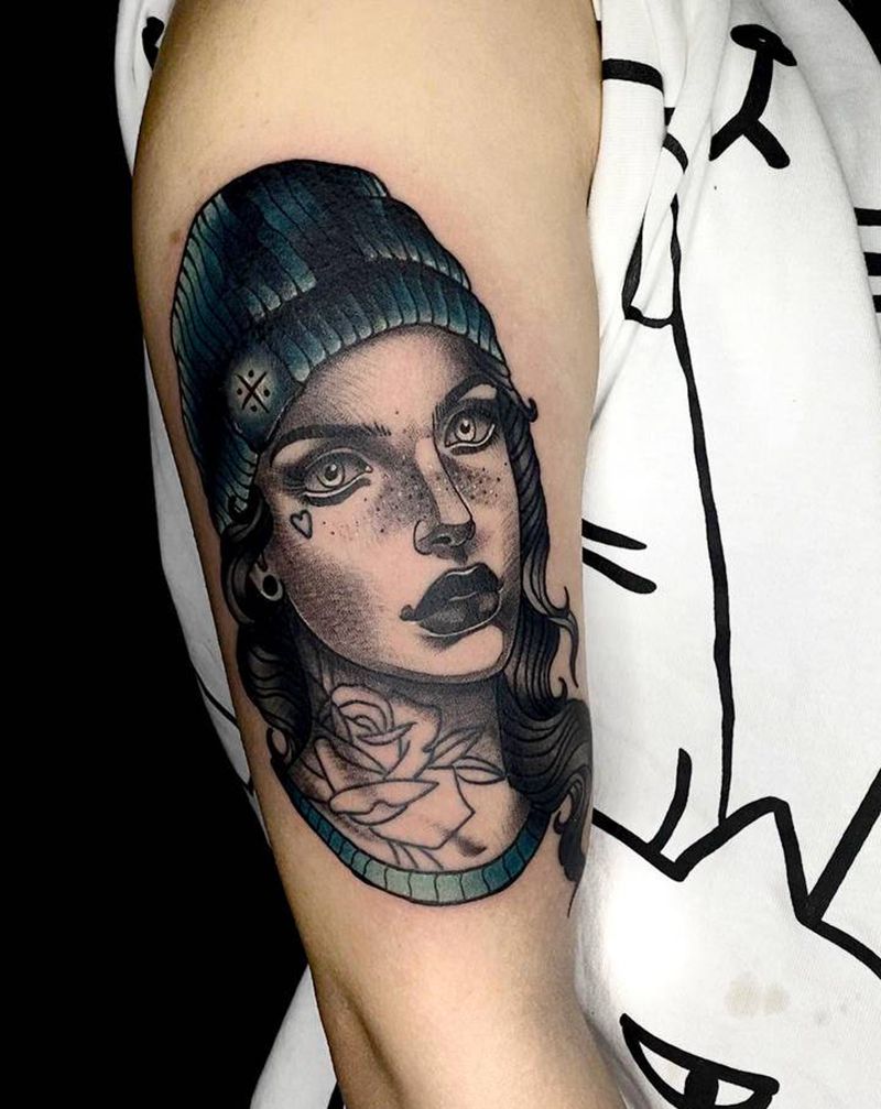 遮盖字母纹身图片_手臂New School纹身图案