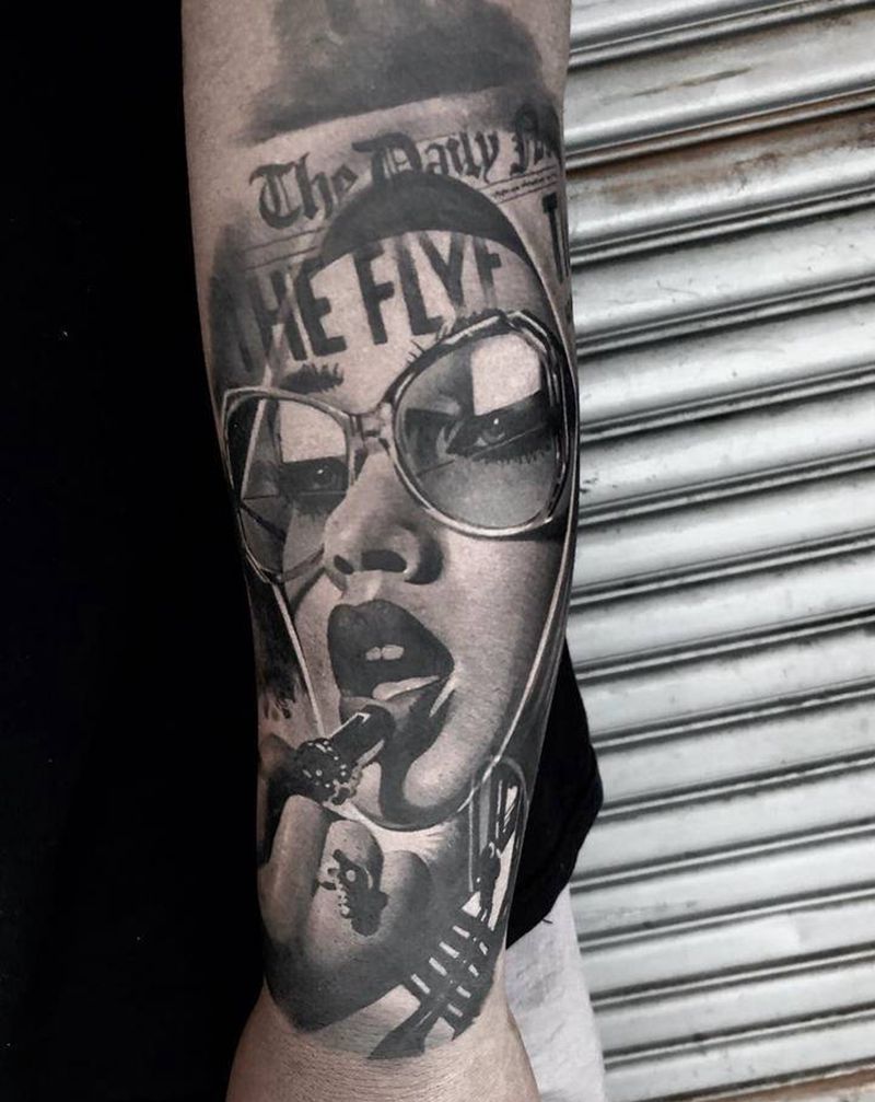 女模特纹身图片_手臂欧美写实纹身图案