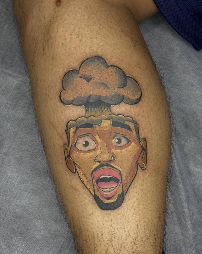 logo纹身图片_腿部New School纹身图案