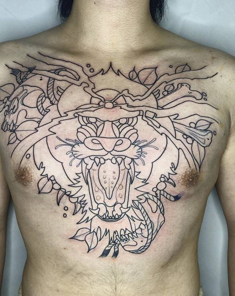 未完纹身图片_胸部New School纹身图案