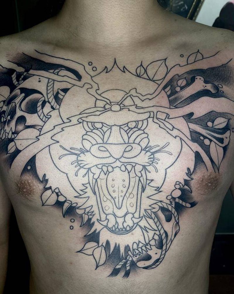 未完纹身图片_胸部New School纹身图案