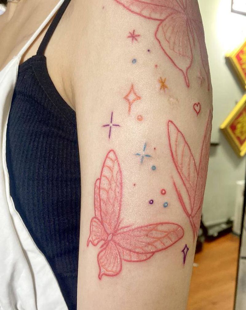 花福蝶纹身图片_手臂纹身图案