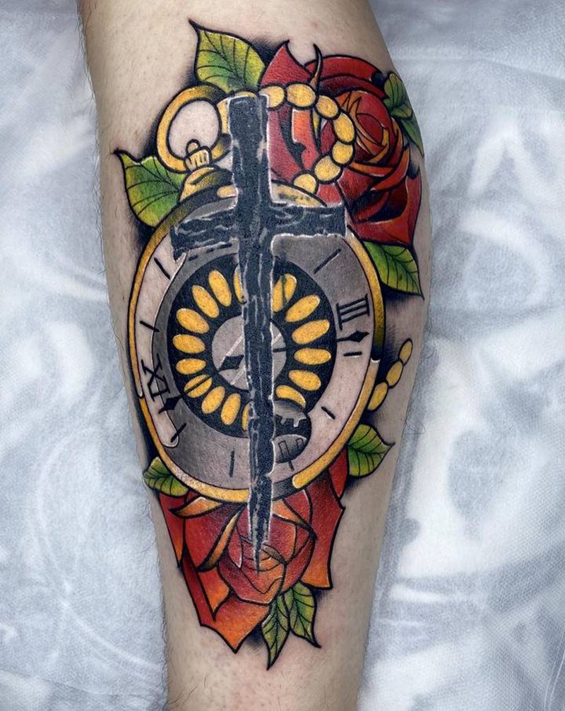 添加纹身图片_腿部New School纹身图案