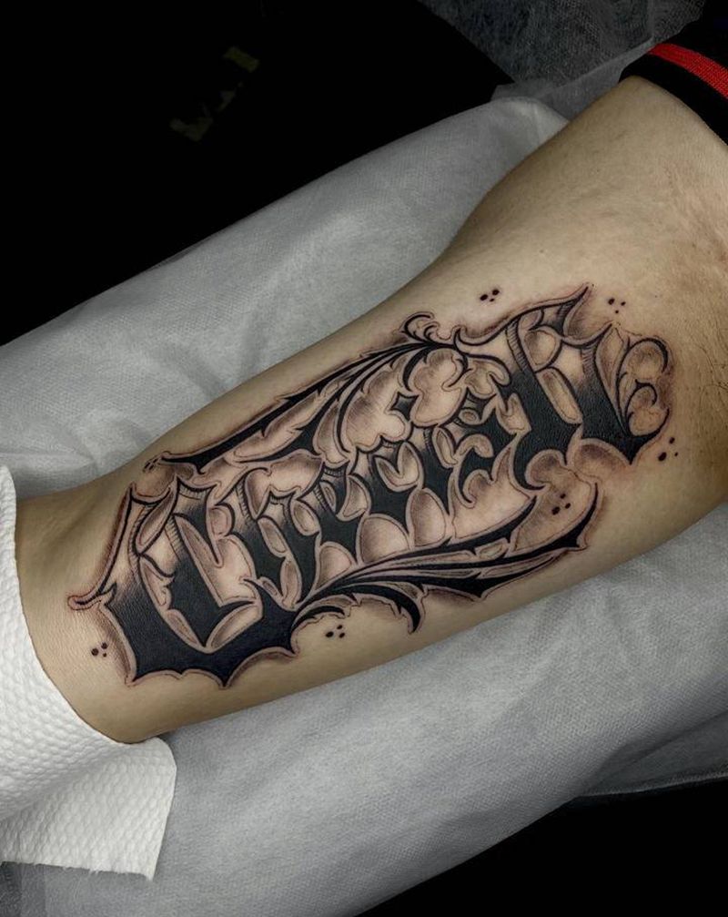 字纹身图片_手臂花体字纹身图案