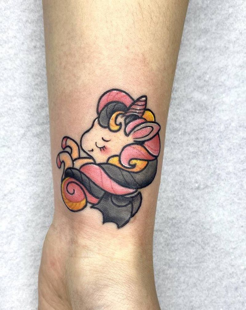 独角兽纹身图片_手臂卡通纹身图案