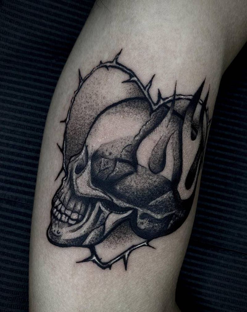 骷髅纹身图片_手臂纹身图案