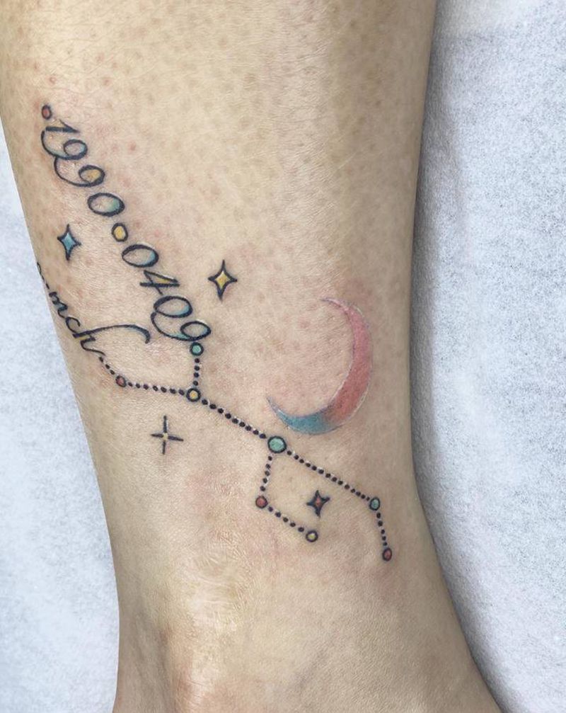 星座纹身图片_脚部纹身图案