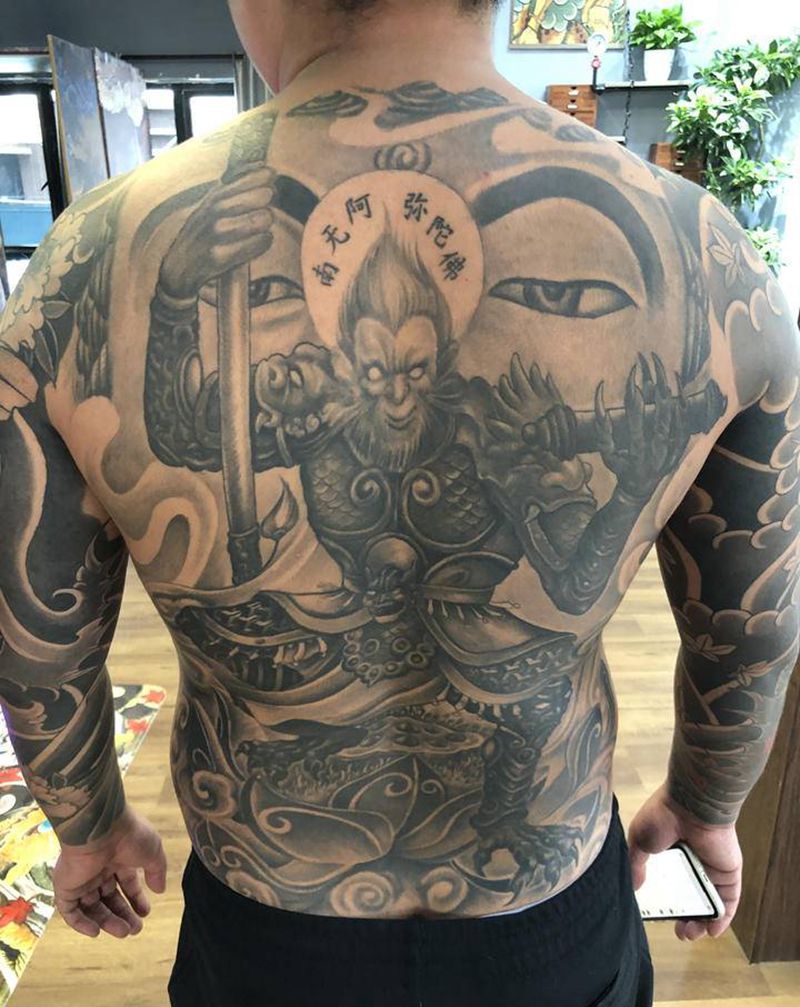 1年前作品纹身图片_背部手臂老传统新传统纹身图案