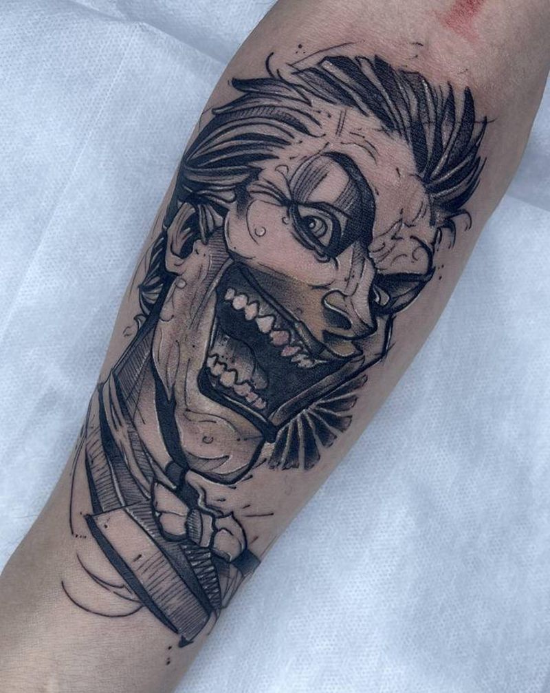 遮盖 小丑纹身图片_手臂几何纹身图案