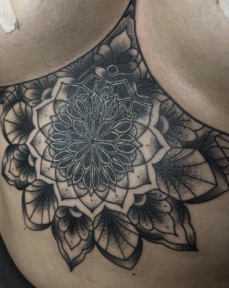 遮盖纹身图片_腹部点刺纹身图案