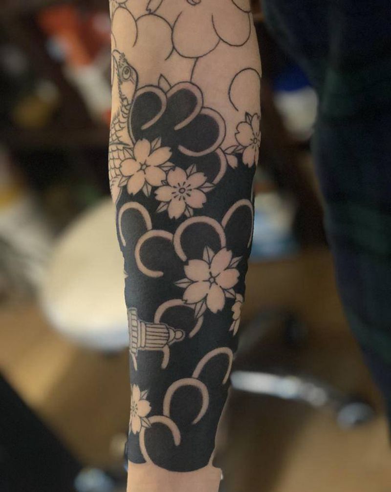 老传统花臂纹身图片_手臂老传统纹身图案