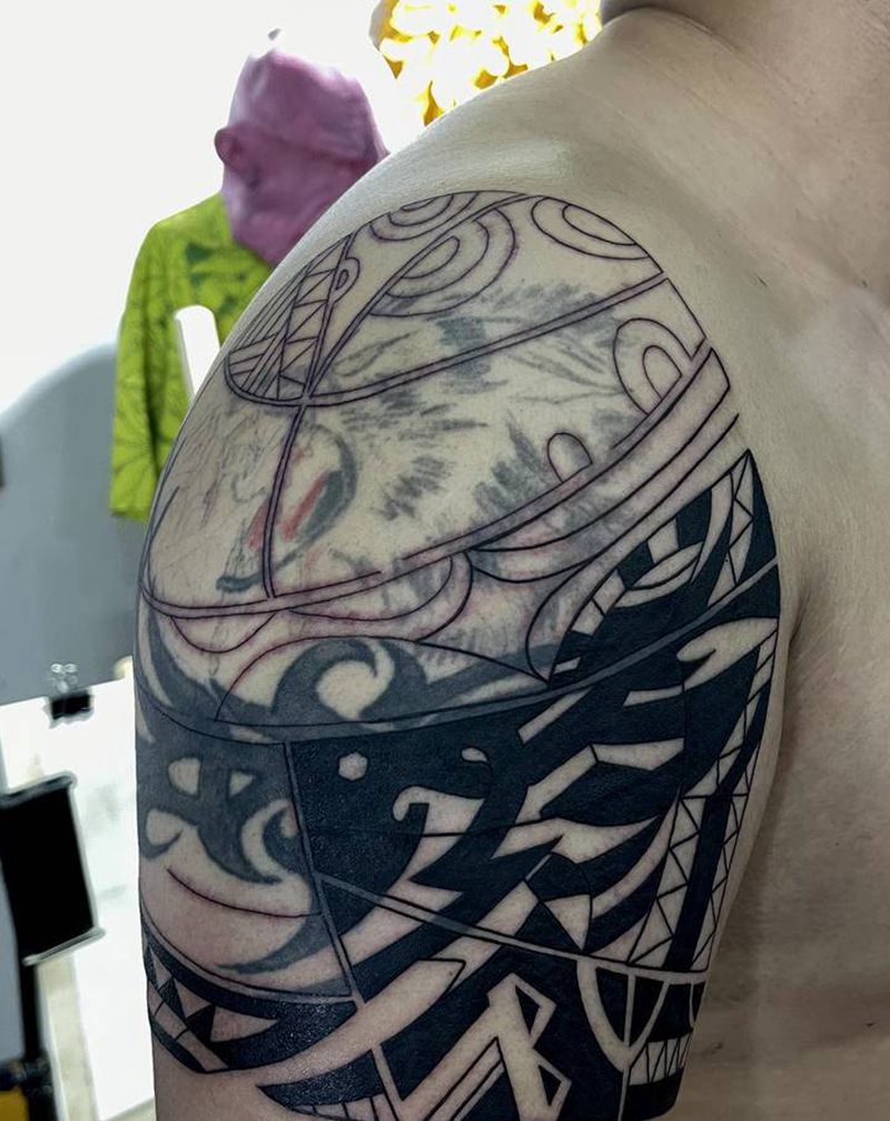 图腾遮盖纹身图片_肩部图腾纹身图案