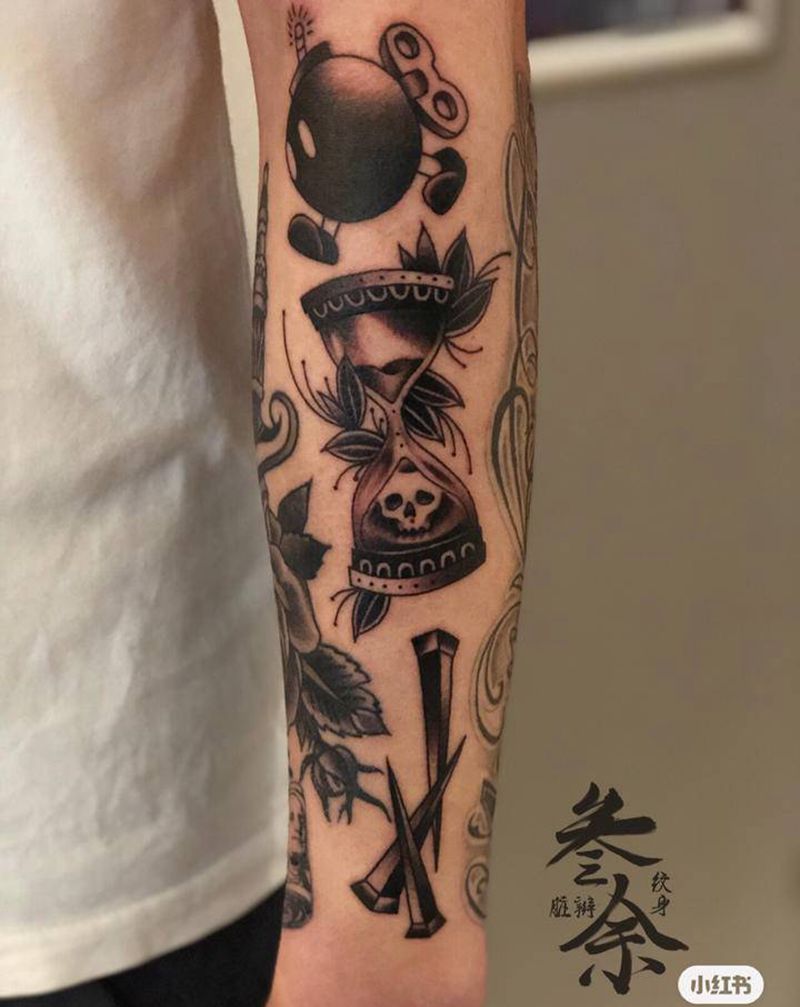 拼接纹身图片_手臂手部Old School纹身图案