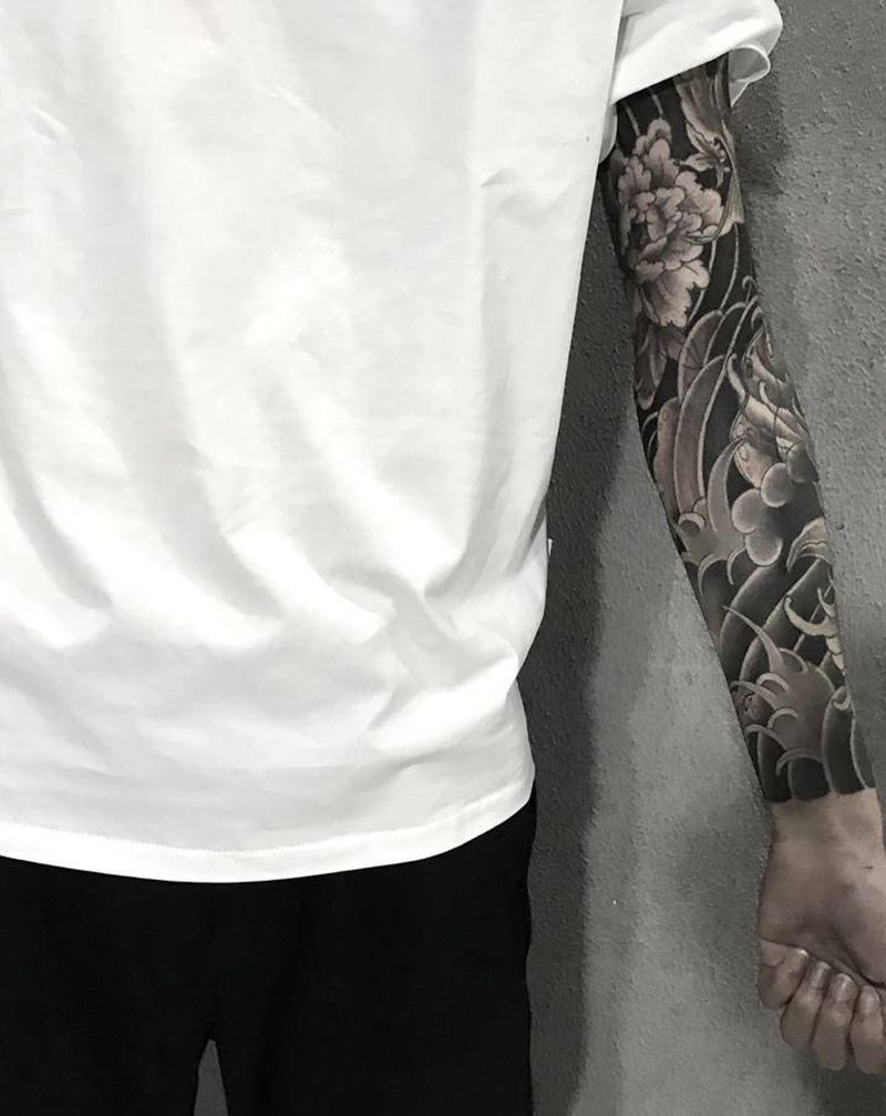 日式花臂纹身图片_老传统纹身图案