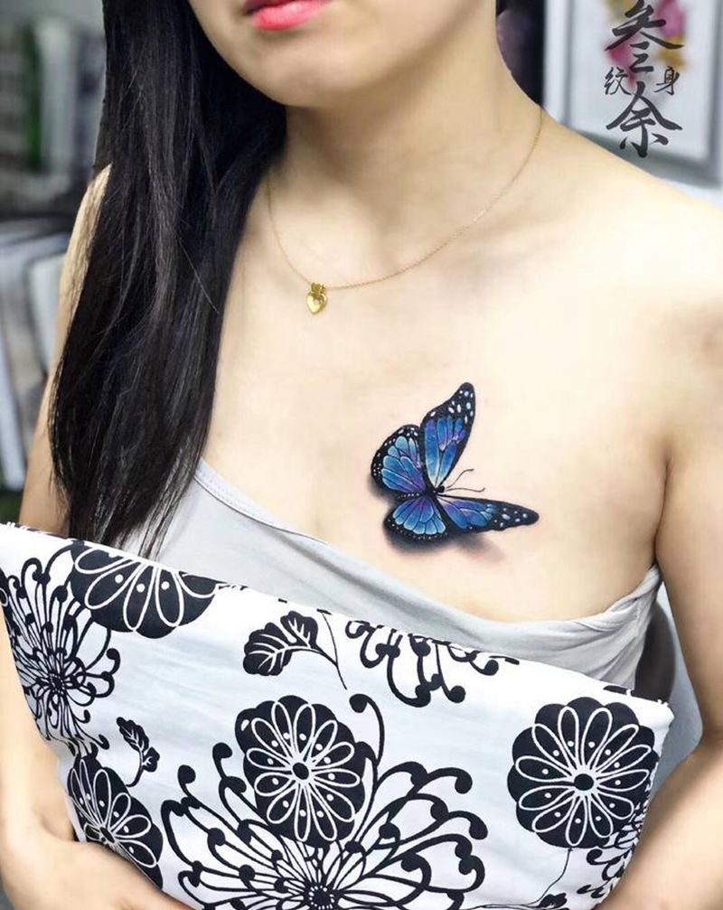 遮盖纹身图片_胸部纹身图案