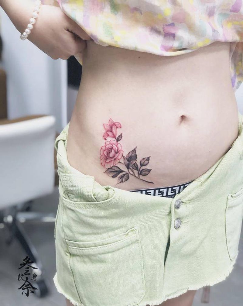 遮盖刀疤纹身图片_腹部纹身图案