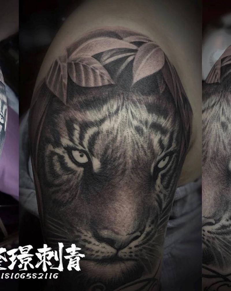 老虎大臂，未完待续纹身图片_手臂欧美写实纹身图案