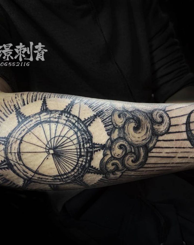 胎记遮盖纹身图片_手臂几何点刺纹身图案