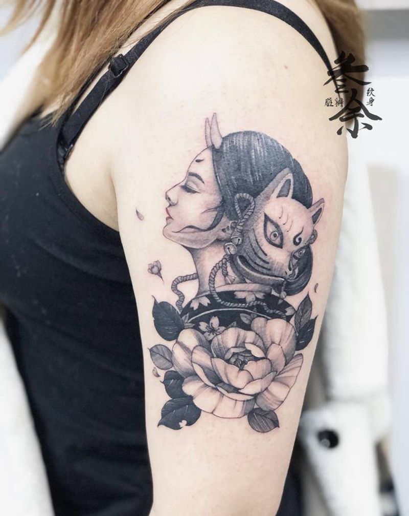 艺伎纹身图片_手臂纹身图案