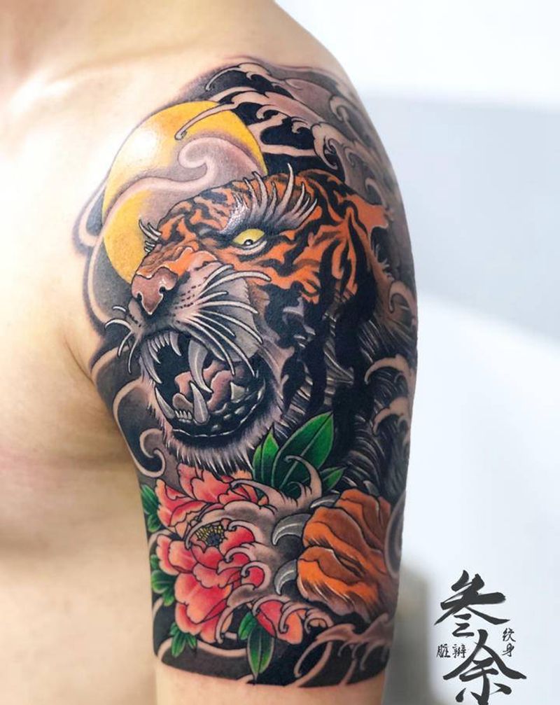 老虎纹身图片_新传统纹身图案