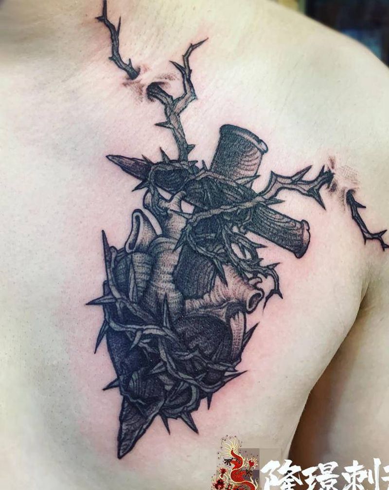 原创图纹身图片_胸部New School纹身图案