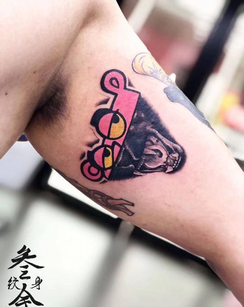 粉红豹纹身图片_手臂纹身图案