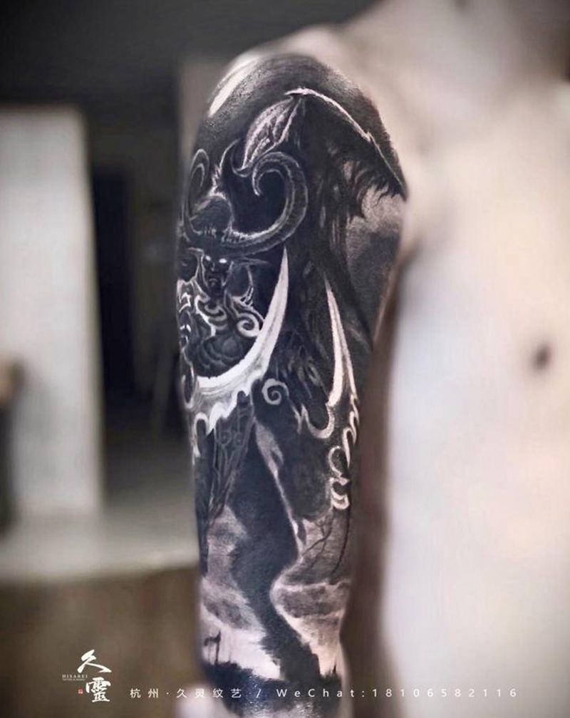 伊利丹纹身图片_手臂欧美写实纹身图案