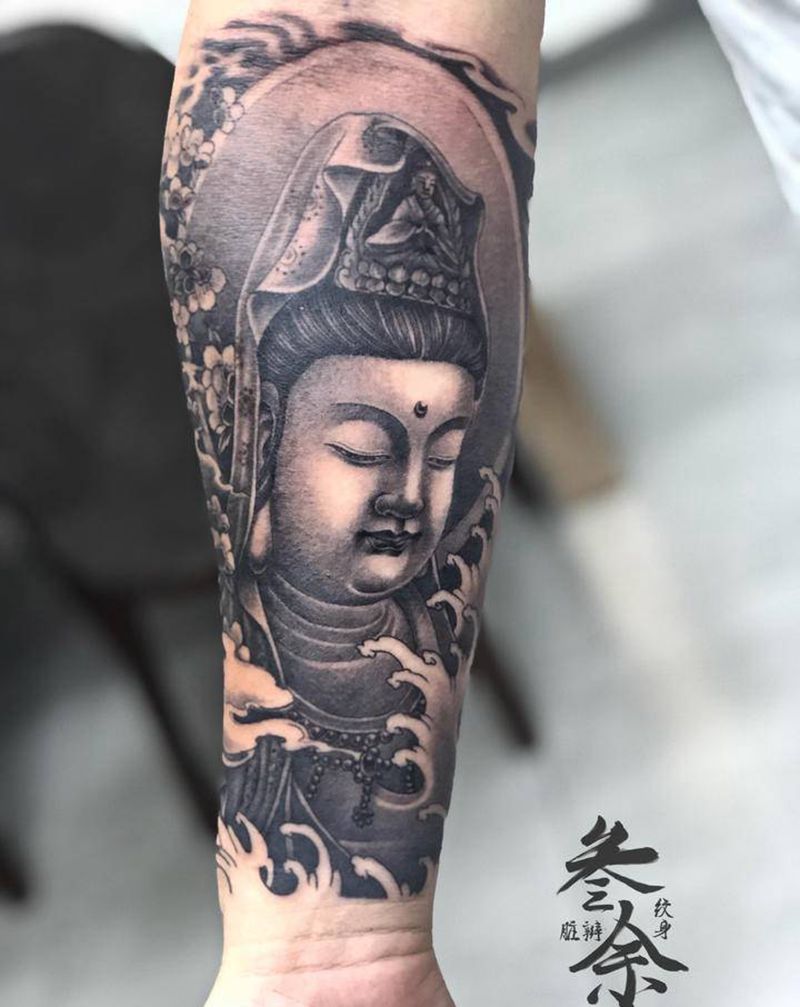观音纹身图片_手部纹身图案