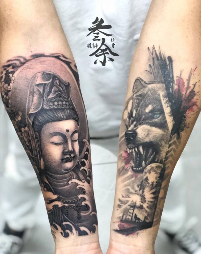 中西合并纹身图片_手臂手部新传统欧美写实纹身图案