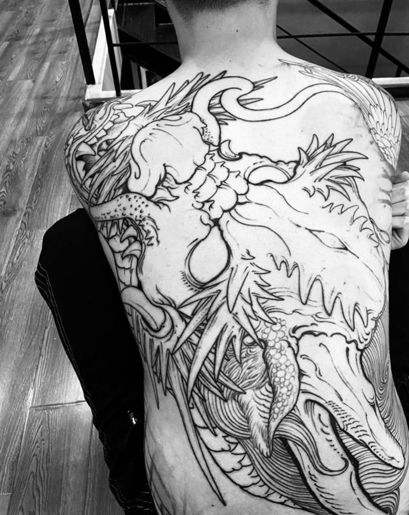 龙的传人纹身图片_手臂手部新传统原创作品纹身图案