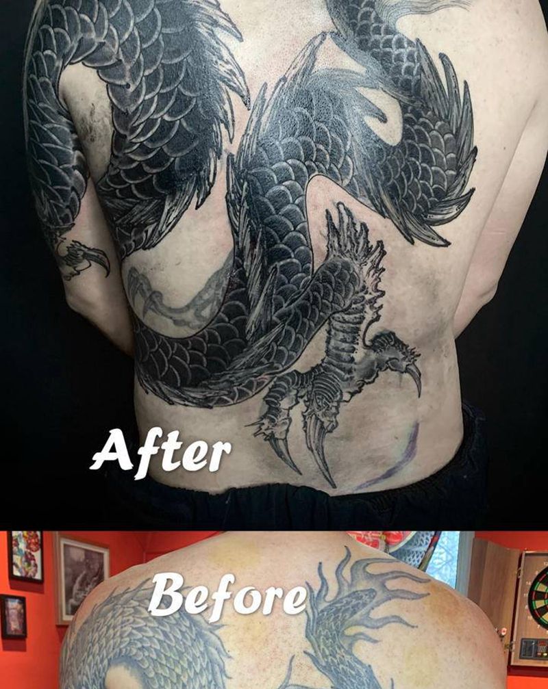 遮盖，待做胸和背景纹身图片_胸部背部新传统纹身图案