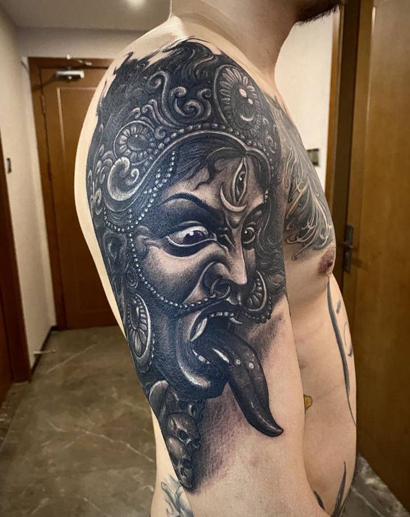 传统佛教题材纹身图片_手臂新传统神话题材纹身图案