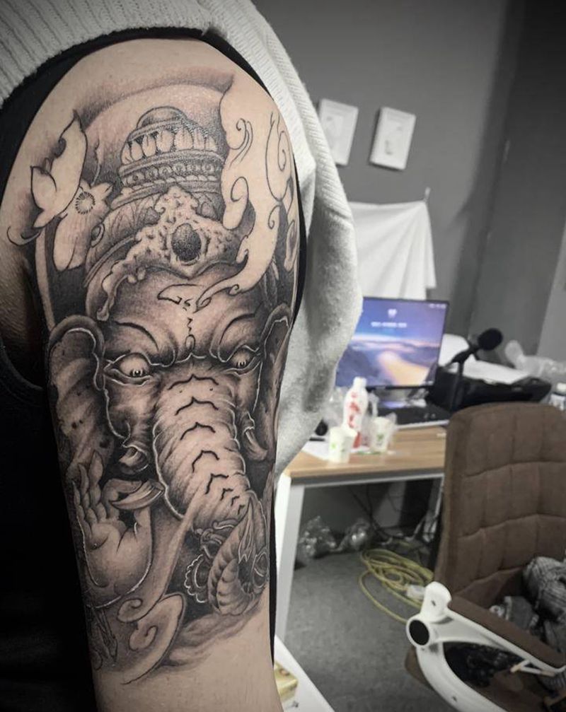 象神纹身图片_手臂纹身图案