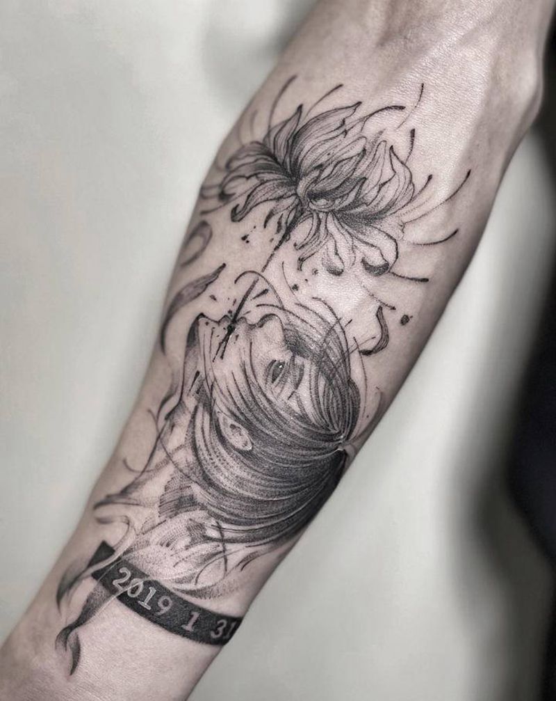 无尽的思念纹身图片_水墨欧美写实纹身图案