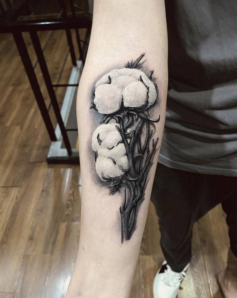 新疆棉花纹身图片_手臂手部欧美写实新传统爱国题材纹身图案