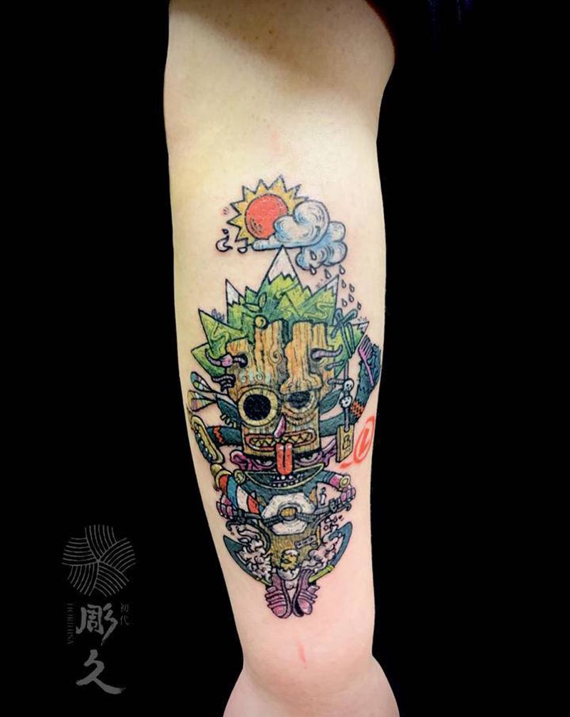卡通纹身图片_手臂New School纹身图案