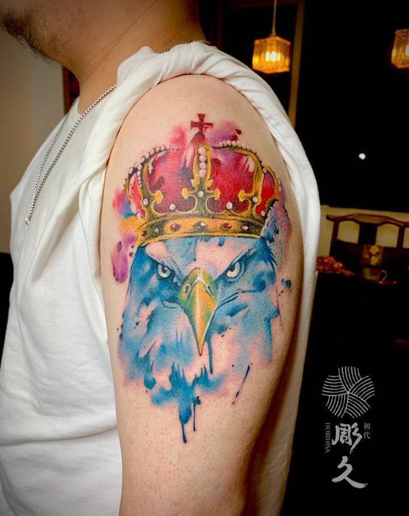 泼墨大臂纹身图片_手臂水墨水彩纹身图案