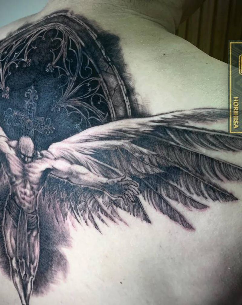 原创欧美遮盖，待完善细节纹身图片_背部欧美写实纹身图案
