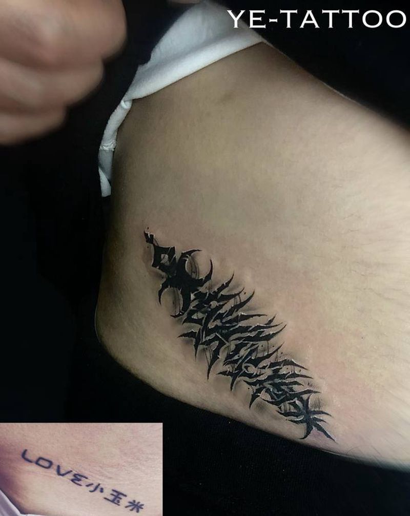 遮盖不开心☹️纹身图片_腹部图腾纹身图案