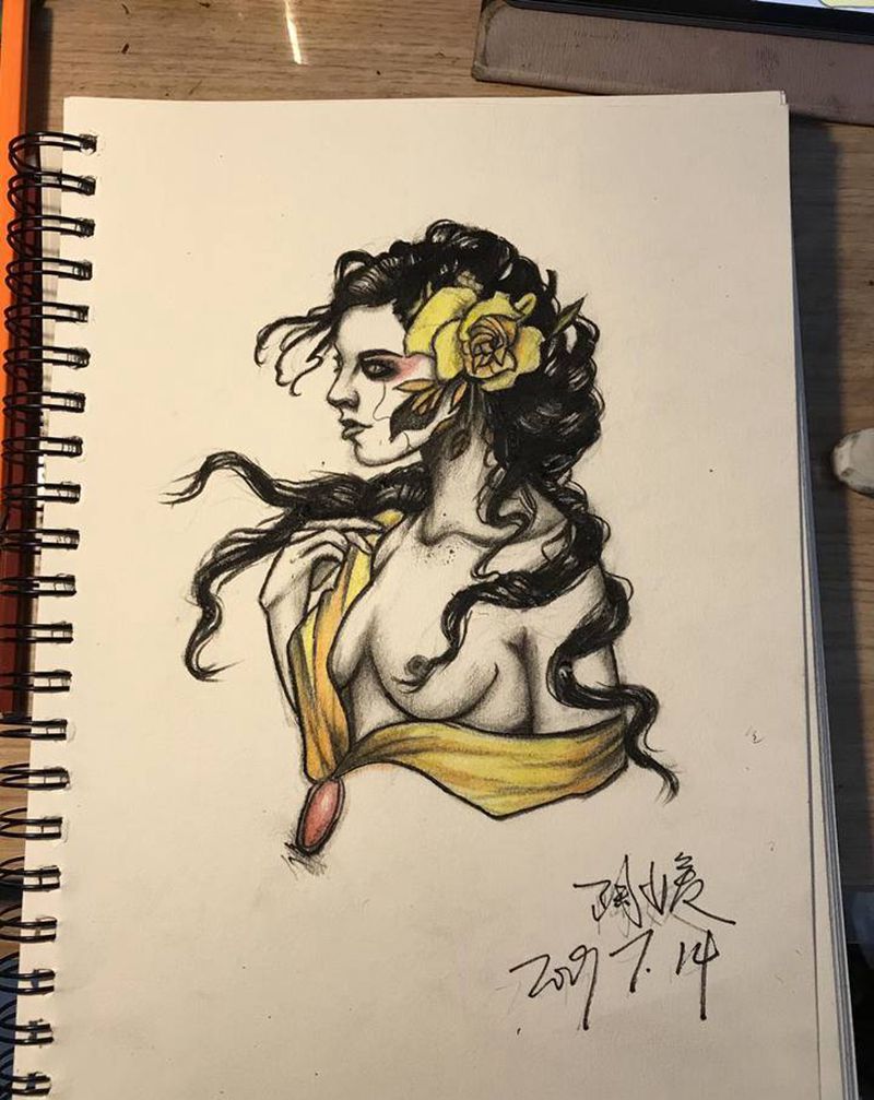 纹身手稿纹身图片_New School纹身图案