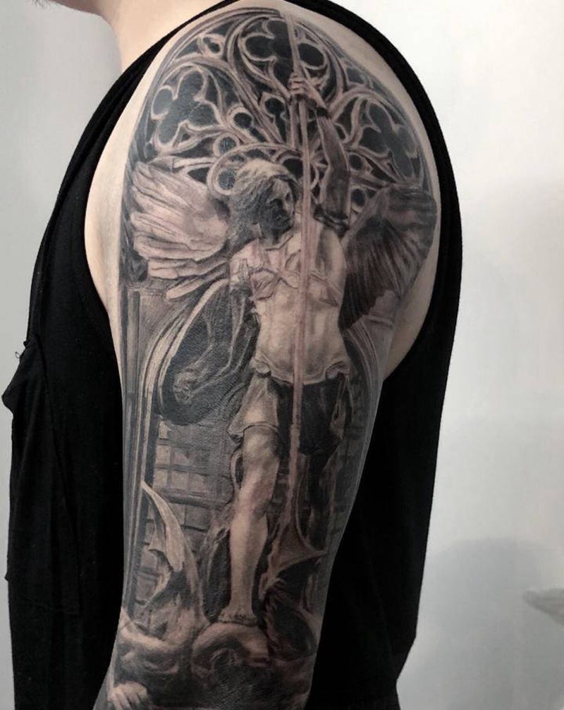 炙天使纹身图片_手臂欧美写实纹身图案