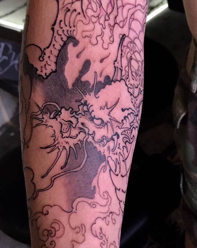 麒麟纹身图片_手臂新传统纹身图案