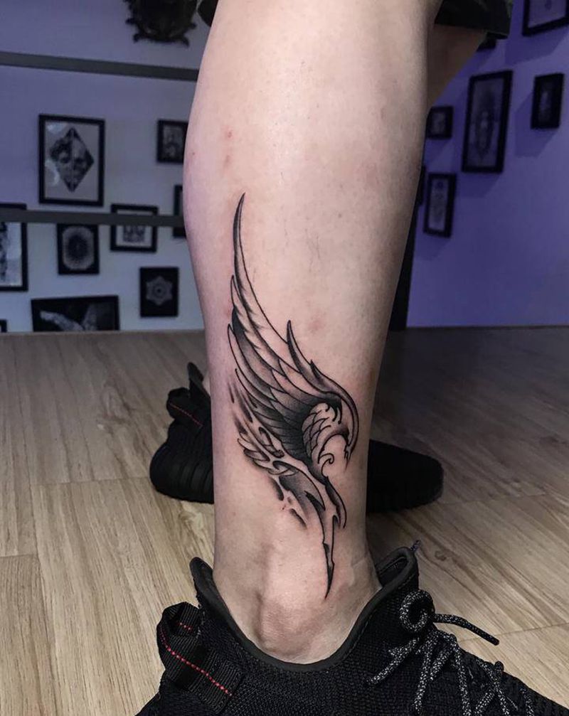 翅膀纹身图片_欧美写实纹身图案