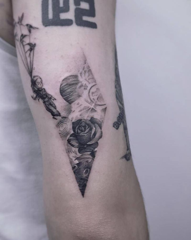 小丸子纹身图片_手臂欧美写实纹身图案