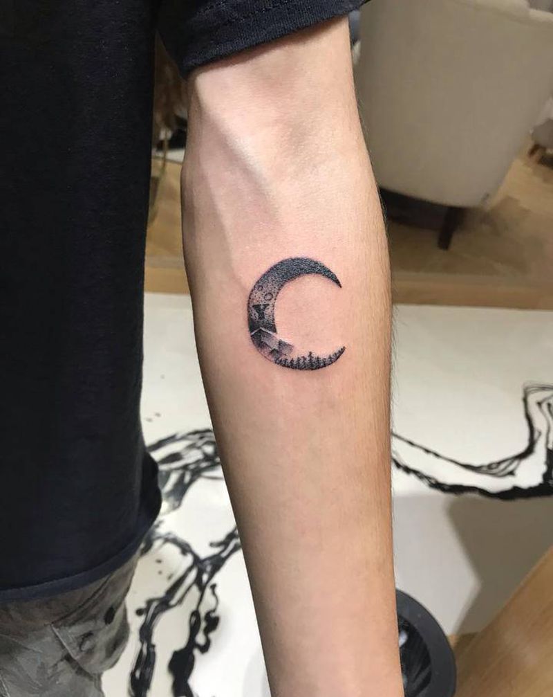 日月星辰纹身图片_手臂纹身图案