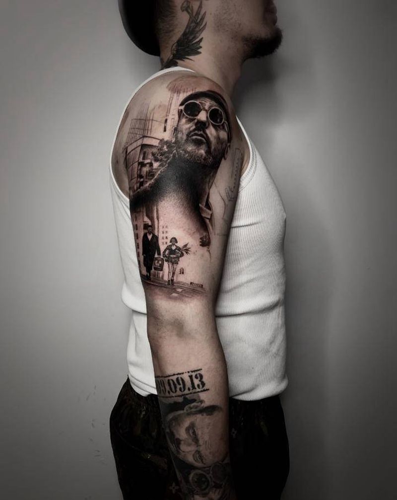 这个杀手不太冷纹身图片_手臂欧美写实纹身图案