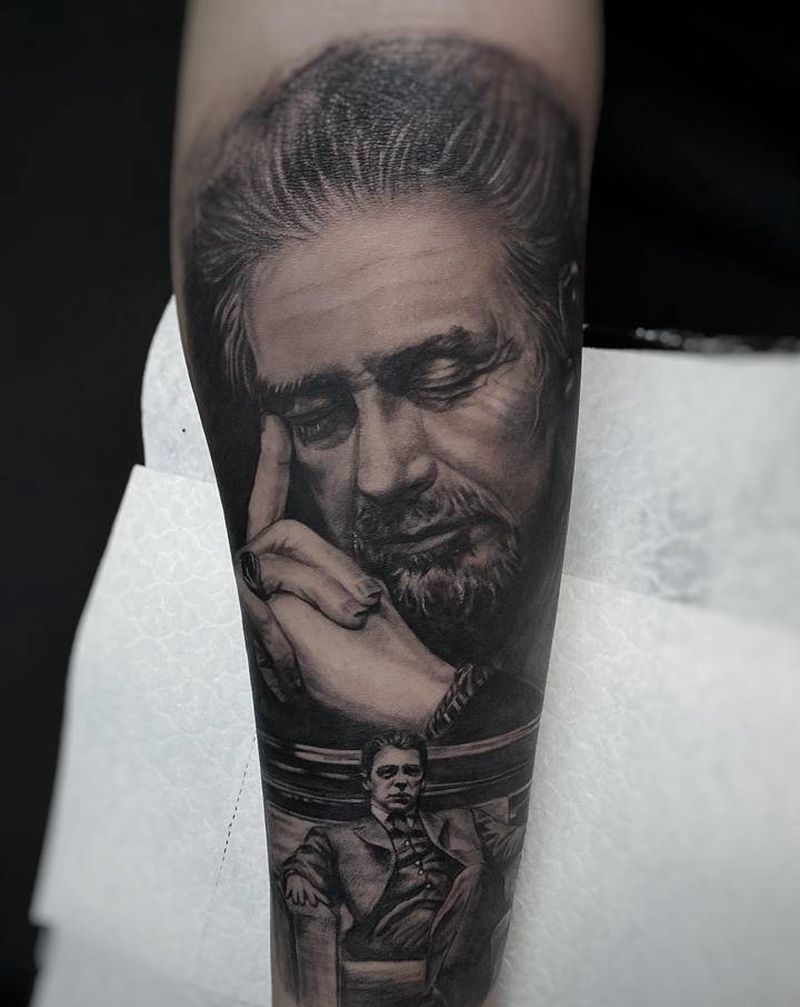 教父纹身图片_手臂欧美写实纹身图案