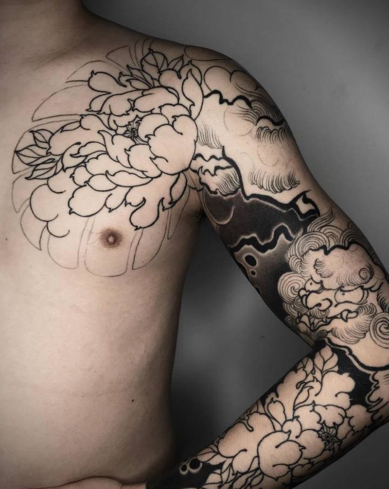 花臂未完纹身图片_手臂老传统新传统纹身图案