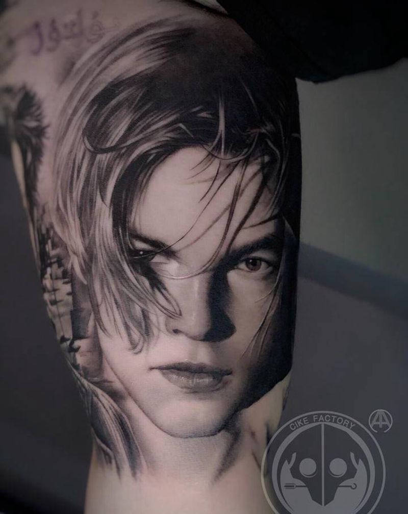 小李子纹身图片_手臂欧美写实写实肖像纹身图案